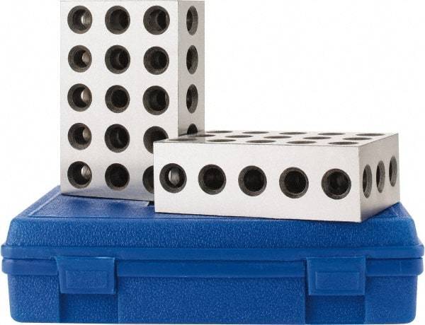 Fowler - 0.0003 Squareness Per Inch, Hardened Steel, 2-4-6 Block with 31 Hole Setup Block - 0.001 Inch Overall Tolerance, 5/8 - 11 Inch Tapped Hole Size, 56-60 RC Hardness, Sold As Matched Pair - A1 Tooling