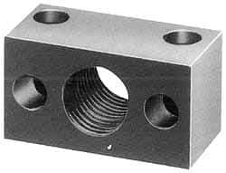 Jergens - 7/8-14 Thread, 21/64" Mounting Hole, Low Carbon Steel Clamp Mounting Block - 1-1/2" Thick x 2" Long x 3/4" Wide - A1 Tooling