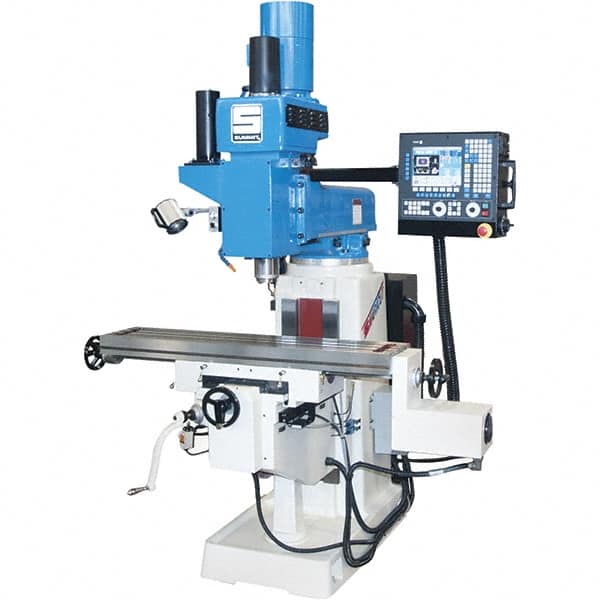 Summit - 20" Table Width x 52" Table Length, Electronic Variable Speed Control, 3 Phase Knee Milling Machine - CAT40 Spindle Taper, 5 hp - A1 Tooling