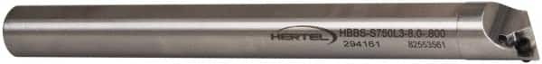 Hertel - 0.8" Min Bore Diam, 8" OAL, 3/4" Shank Diam, HBBS Indexable Boring Bar - 3" Max Bore Depth, WPMT Insert, Screw Holding Method - A1 Tooling