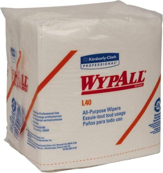 WypAll - L40 1/4 Fold General Purpose Wipes - Poly Pack, 13" x 12-1/2" Sheet Size, White - A1 Tooling