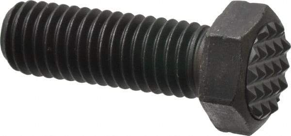 Fairlane - Serrated Tooth, 1/2-13, 1-1/2" Shank Length, 1-1/2" Thread Length, Black Oxide Finish, Hex Head, Adjustable Positioning Gripper - 5/8" Pad Diam, 3/4" Hex, 23/64" Head Height, Fine Tooth Grade - A1 Tooling