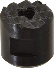 Fairlane - 10-32 Thread, 1/2" Diam, 1/2" High, Threaded, Fine Tooth Grade Diamond Serration Tooth Pattern, High Speed Steel, Round Positioning Gripper - 3/16" Flat Width, Black Oxide Coated - A1 Tooling