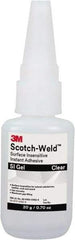 3M - 0.71 oz Tube Clear Instant Adhesive - Series Part Number SI Gel, 30 to 60 sec Working Time, 24 hr Full Cure Time - A1 Tooling