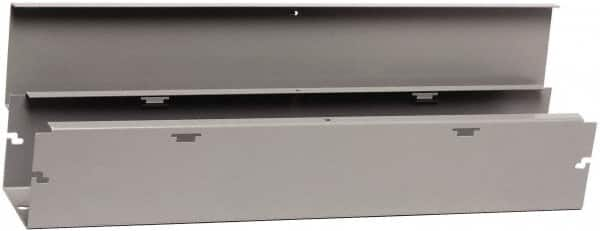 Cooper B-Line - 4" High x 102mm Wide x 24" Long, Screw Mount Solid Wall Wire Duct - Gray, 7 (Bottom) & 7 (Top) Knockouts, Hinged Cover, Steel - A1 Tooling