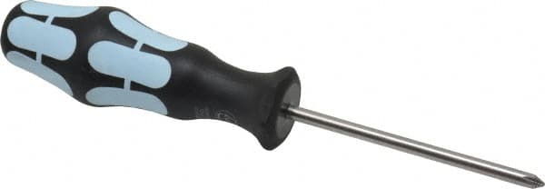 Wera - #1, 7-1/4" OAL, Standard Phillips Screwdriver - 3-1/8" Blade Length, Round Shank, Ergonomic Handle - A1 Tooling