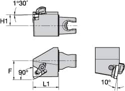 Kennametal - Insert Style LT 16ER, 30mm Head Length, Left Hand Cut, External Modular Threading Cutting Unit Head - System Size KM25, 22mm Center to Cutting Edge, Series LT Threading - A1 Tooling