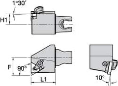 Kennametal - Insert Style LT 16EL, 30mm Head Length, Right Hand Cut, External Modular Threading Cutting Unit Head - System Size KM25, 22mm Center to Cutting Edge, Series LT Threading - A1 Tooling