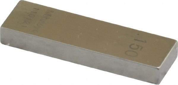 Mitutoyo - 0.15" Rectangular Steel Gage Block - Accuracy Grade 0, Includes Certificate of Inspection - A1 Tooling