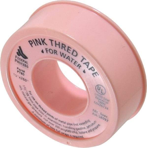 Federal Process - 1/2" Wide x 260" Long General Purpose Pipe Repair Tape - 3.7 mil Thick, -450 to 550°F, Pink - A1 Tooling