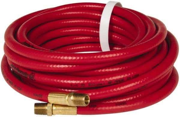 PRO-SOURCE - 3/8" ID x 19/32" OD 25' Long Multipurpose Air Hose - MNPT x MNPT Ends, 300 Working psi, 23 to 150°F, 1/4" Fitting, Red - A1 Tooling