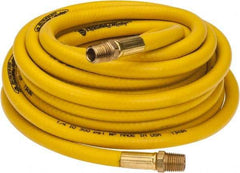 PRO-SOURCE - 1/4" ID x 15/32" OD 25' Long Multipurpose Air Hose - MNPT x MNPT Ends, 300 Working psi, 23 to 150°F, 1/4" Fitting, Yellow - A1 Tooling