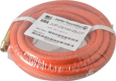 PRO-SOURCE - 1/4" ID x 15/32" OD 25' Long Multipurpose Air Hose - MNPT x MNPT Ends, 300 Working psi, 23 to 150°F, 1/4" Fitting, Orange - A1 Tooling