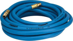 PRO-SOURCE - 3/8" ID x 19/32" OD 25' Long Multipurpose Air Hose - MNPT x MNPT Ends, 300 Working psi, 23 to 150°F, 1/4" Fitting, Blue - A1 Tooling