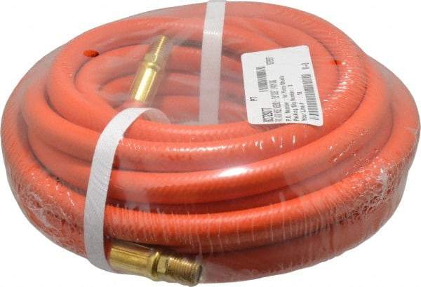 PRO-SOURCE - 3/8" ID x 19/32" OD 25' Long Multipurpose Air Hose - MNPT x MNPT Ends, 300 Working psi, 23 to 150°F, 1/4" Fitting, Orange - A1 Tooling