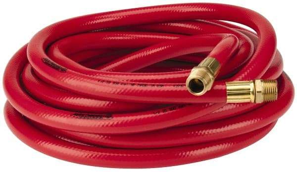 PRO-SOURCE - 1/2" ID x 3/4" OD 25' Long Multipurpose Air Hose - MNPT x MNPT Ends, 300 Working psi, 23 to 150°F, 1/2" Fitting, Red - A1 Tooling