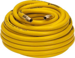 PRO-SOURCE - 3/8" ID x 19/32" OD 50' Long Multipurpose Air Hose - MNPT x MNPT Ends, 300 Working psi, 23 to 150°F, 1/4" Fitting, Yellow - A1 Tooling