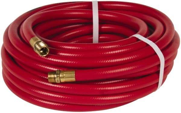 PRO-SOURCE - 1/2" ID x 3/4" OD 50' Long Multipurpose Air Hose - MNPT x MNPT Ends, 300 Working psi, 23 to 150°F, 1/2" Fitting, Red - A1 Tooling