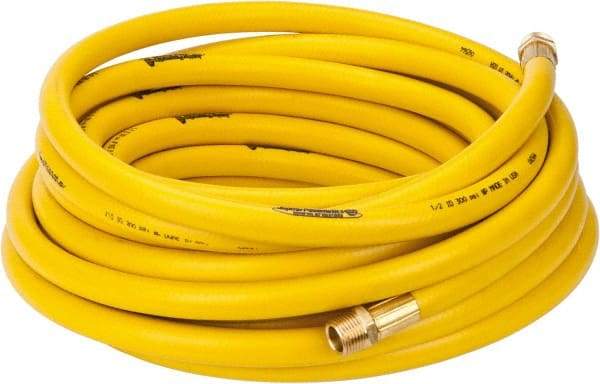 PRO-SOURCE - 1/2" ID x 3/4" OD 50' Long Multipurpose Air Hose - MNPT x MNPT Ends, 300 Working psi, 23 to 150°F, 1/2" Fitting, Yellow - A1 Tooling