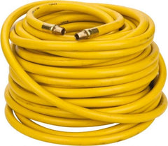 PRO-SOURCE - 3/8" ID x 19/32" OD 100' Long Multipurpose Air Hose - MNPT x MNPT Ends, 300 Working psi, 23 to 150°F, 1/4" Fitting, Yellow - A1 Tooling