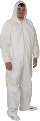 Non-Disposable Rain & Chemical-Resistant Coverall: White, Film Laminate Zipper Closure, Elastic Cuff, Elastic Ankle