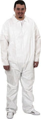 25 Qty 1 Pack Size M Film Laminate Chemical Resistant Coveralls White, Zipper Closure, Elastic Cuffs, Elastic Ankles, Serged Seams, ISO Class 5