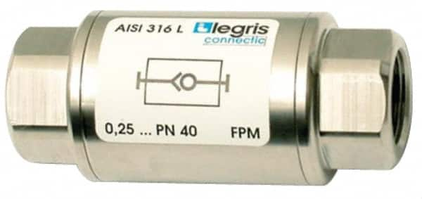 Legris - 1/8" Stainless Steel Check Valve - Unidirectional, FNPT x FNPT, 580 WOG - A1 Tooling