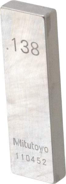 Mitutoyo - 0.138" Rectangular Steel Gage Block - Accuracy Grade 0, Includes Certificate of Inspection - A1 Tooling