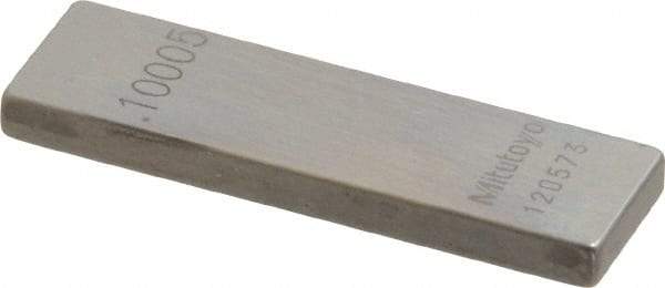 Mitutoyo - 0.10005" Rectangular Steel Gage Block - Accuracy Grade 0, Includes Certificate of Inspection - A1 Tooling