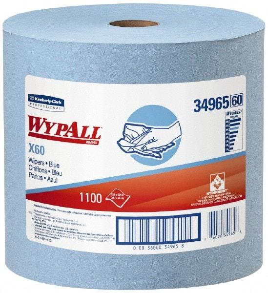 WypAll - X60 Dry Shop Towel/Industrial Wipes - Jumbo Roll, 13-3/8" x 12-1/2" Sheet Size, Blue - A1 Tooling