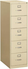 Hon - 18-1/4" Wide x 60" High x 26-1/2" Deep, 5 Drawer Vertical File - Steel, Putty - A1 Tooling