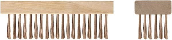 Ampco - 19 Rows x 6 Columns Bronze Scratch Brush - 7-1/4" OAL, 1-3/4" Trim Length, Wood Straight Handle - A1 Tooling