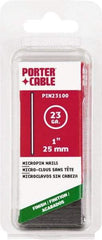 Porter-Cable - 23 Gauge 1" Long Pin Nails for Power Nailers - Steel, Galvanized Finish, Straight Stick Collation, Chisel Point - A1 Tooling