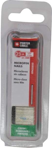 Porter-Cable - 23 Gauge 1/2" Long Pin Nails for Power Nailers - Steel, Galvanized Finish, Straight Stick Collation, Chisel Point - A1 Tooling