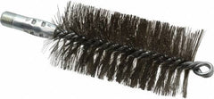 Schaefer Brush - 4-1/2" Brush Length, 2-1/4" Diam, Double Stem, Double Spiral Tube Brush - 7-1/4" Long, Stainless Steel, 1/4" NPSM Male Connection - A1 Tooling