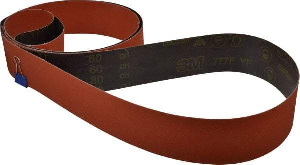 3M - 3" Wide x 132" OAL, 80 Grit, Ceramic Abrasive Belt - Ceramic, Medium, Coated, YF Weighted Cloth Backing, Wet/Dry, Series 777F - A1 Tooling