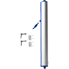 Barrier Parts & Accessories; Barrier Type: Rack-Mount Retractable Belt Barrier; Belt Material: PVC Coated Mesh; Height (Inch): 42 in; Height (Decimal Inch): 42 in; Mount Type: Built-In; Surface Pattern: Solid Color; Color: Silver; Blue; Length (Feet): 14