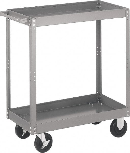 Standard Utility Cart: 35″ OAH, Steel, Gray Steel, 2 Shelves