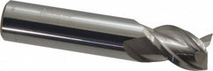 Accupro - 1/2", 5/8" LOC, 1/2" Shank Diam, 2-1/2" OAL, 3 Flute, Solid Carbide Square End Mill - Single End, Uncoated, Spiral Flute, 40° Helix, Centercutting, Right Hand Cut, Right Hand Flute - A1 Tooling