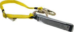 Gemtor - 6' Long, 350 Lb Capacity, 1 Leg Locking Snap Hook Harness Shock Absorbing Lanyard - Polyester Webbing, Carabiner Anchorage Connection - A1 Tooling