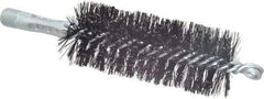 Schaefer Brush - 4-1/2" Brush Length, 1-3/4" Diam, Double Stem, Double Spiral Tube Brush - 7-1/2" Long, Tempered Steel Wire, 1/4" NPT Male Connection - A1 Tooling