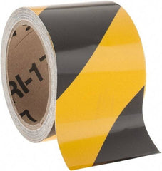 NMC - Black & Yellow Striped Vinyl Tape - 3" Wide x 30' Long x 0.002" Thick, General Traffic - A1 Tooling