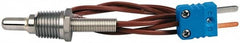 Thermo Electric - 0 to 700°F, T Pipe Plug, Thermocouple Probe - 5 Ft. Cable Length, Mini Connector, 1/2 Inch Probe Sheath Length, 6 Sec Response Time - A1 Tooling