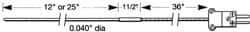 Thermo Electric - 0 to 1800°F, E Flexible, Thermocouple Probe - 3 Ft. Cable Length, Stripped Ends, 12 Inch Probe Sheath Length, 3 Sec Response Time - A1 Tooling