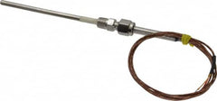 Thermo Electric - 0 to 2012°F, K Pipe Fitting, Thermocouple Probe - 6 Ft. Cable Length, Stripped Ends, 9 Sec Response Time - A1 Tooling