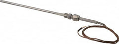 Thermo Electric - 0 to 2012°F, K Pipe Fitting, Thermocouple Probe - 6 Ft. Cable Length, Stripped Ends, 9 Sec Response Time - A1 Tooling