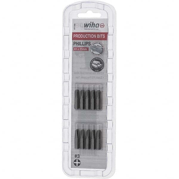 Wiha - #3, Phillips & Insert Screwdriver Bit - 1/4" Drive, 1" OAL - A1 Tooling