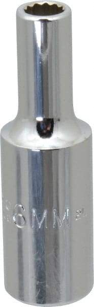 Proto - 3/8" Drive, Deep Hand Socket - 12 Points, 2-1/8" OAL, Chrome Vanadium, Chrome Finish - A1 Tooling