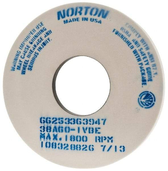 Norton - 14" Diam x 5" Hole x 1" Thick, I Hardness, 60 Grit Surface Grinding Wheel - Aluminum Oxide, Type 1, Medium Grade, 1,800 Max RPM, Vitrified Bond, No Recess - A1 Tooling