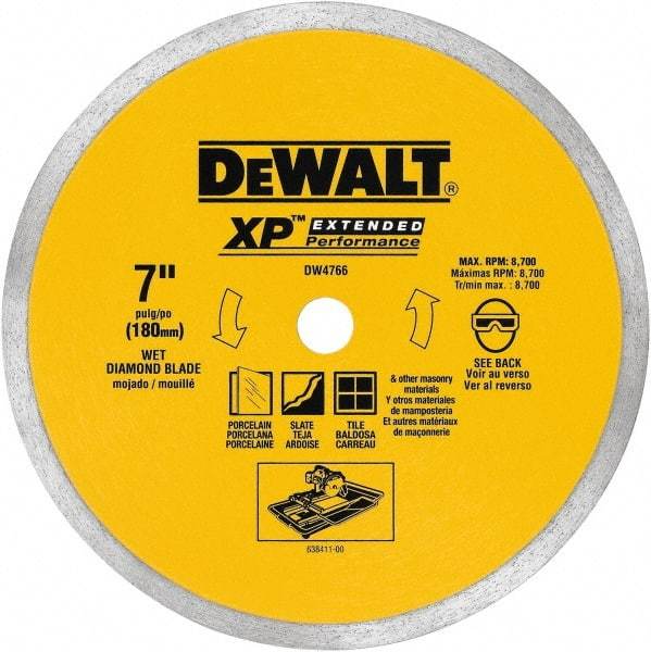 DeWALT - 7" Diam, 5/8" Arbor Hole Diam, Wet & Dry Cut Saw Blade - Diamond-Tipped, Standard Round Arbor - A1 Tooling